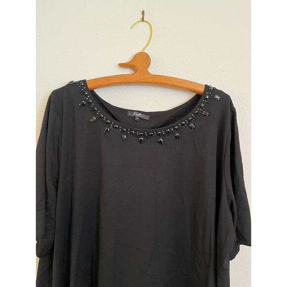 Earl Jean Bead Neckline Black Woman's PLUS SIZE Top 2X - Picture 5 of 10